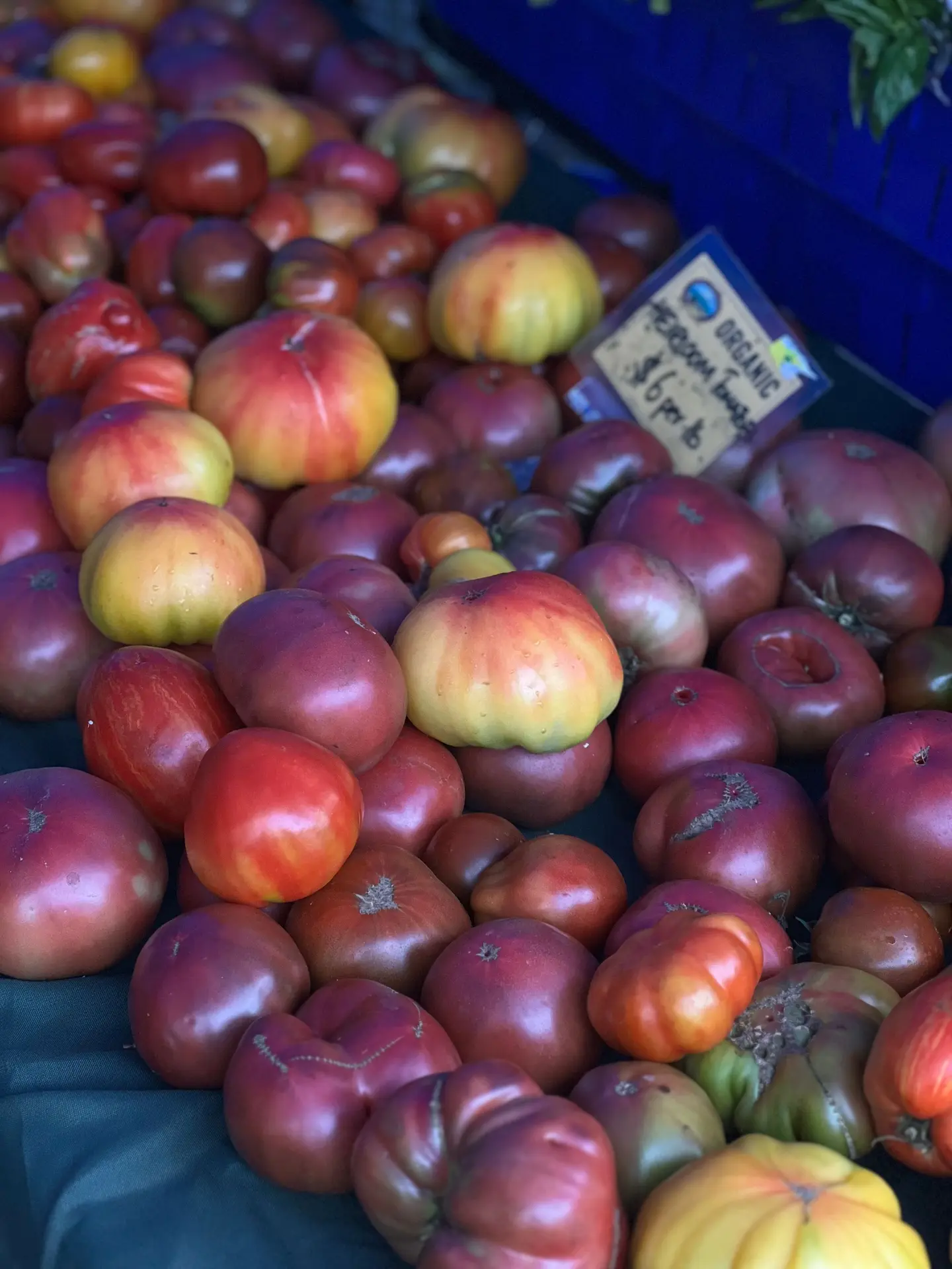 Illustrative scene, not evidence for this record: Tomatoes at a farmers market.