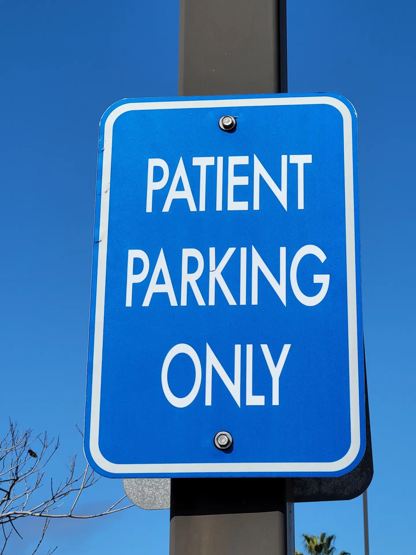 Illustrative scene, not evidence for this record: A patient parking sign.