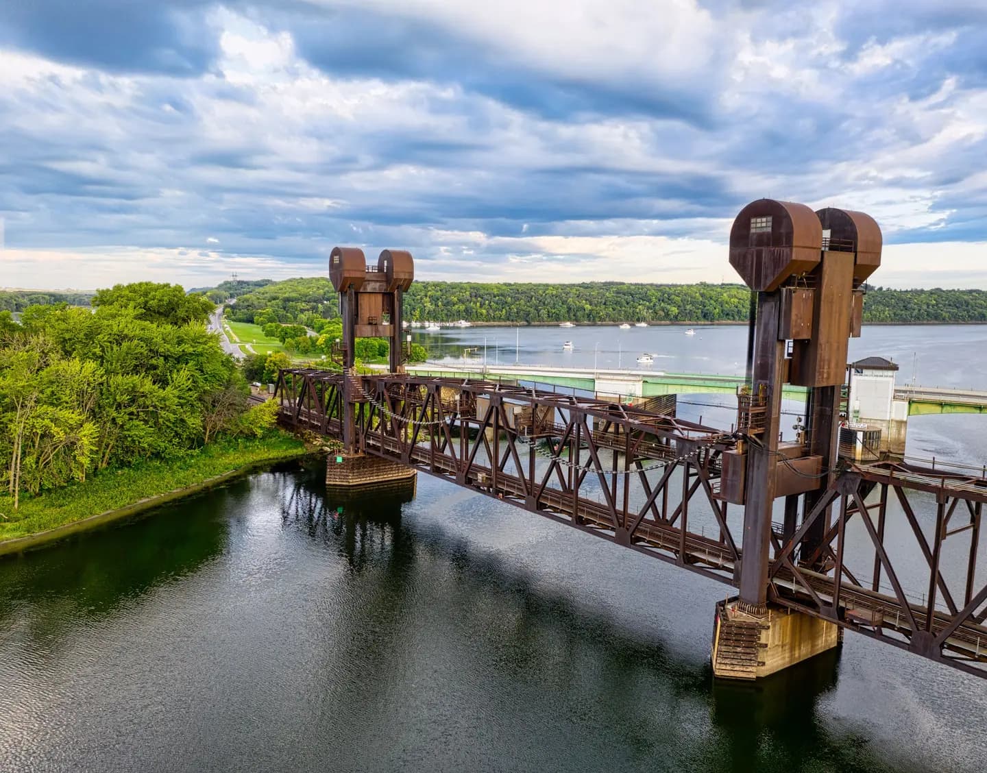 Illustrative scene, not evidence for this record: The Prescott drawbridge across the St. Croix River.