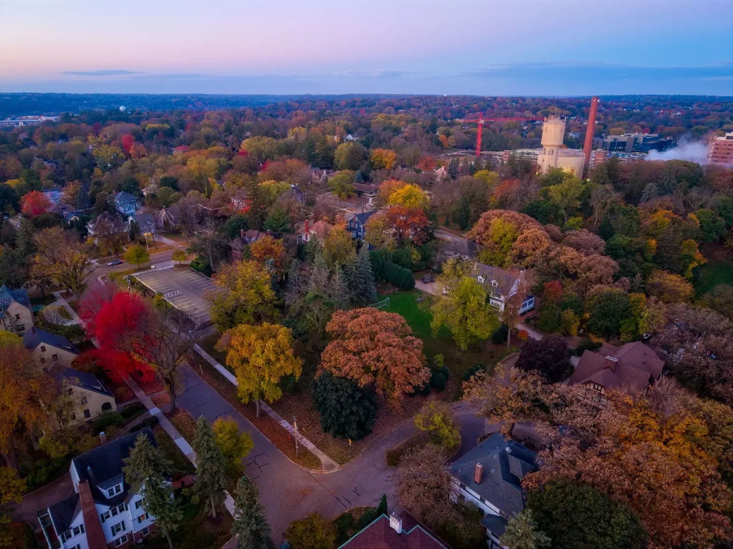 Illustrative scene, not evidence for this record: A residential neighborhood in autumn in Rochester, Minnesota.