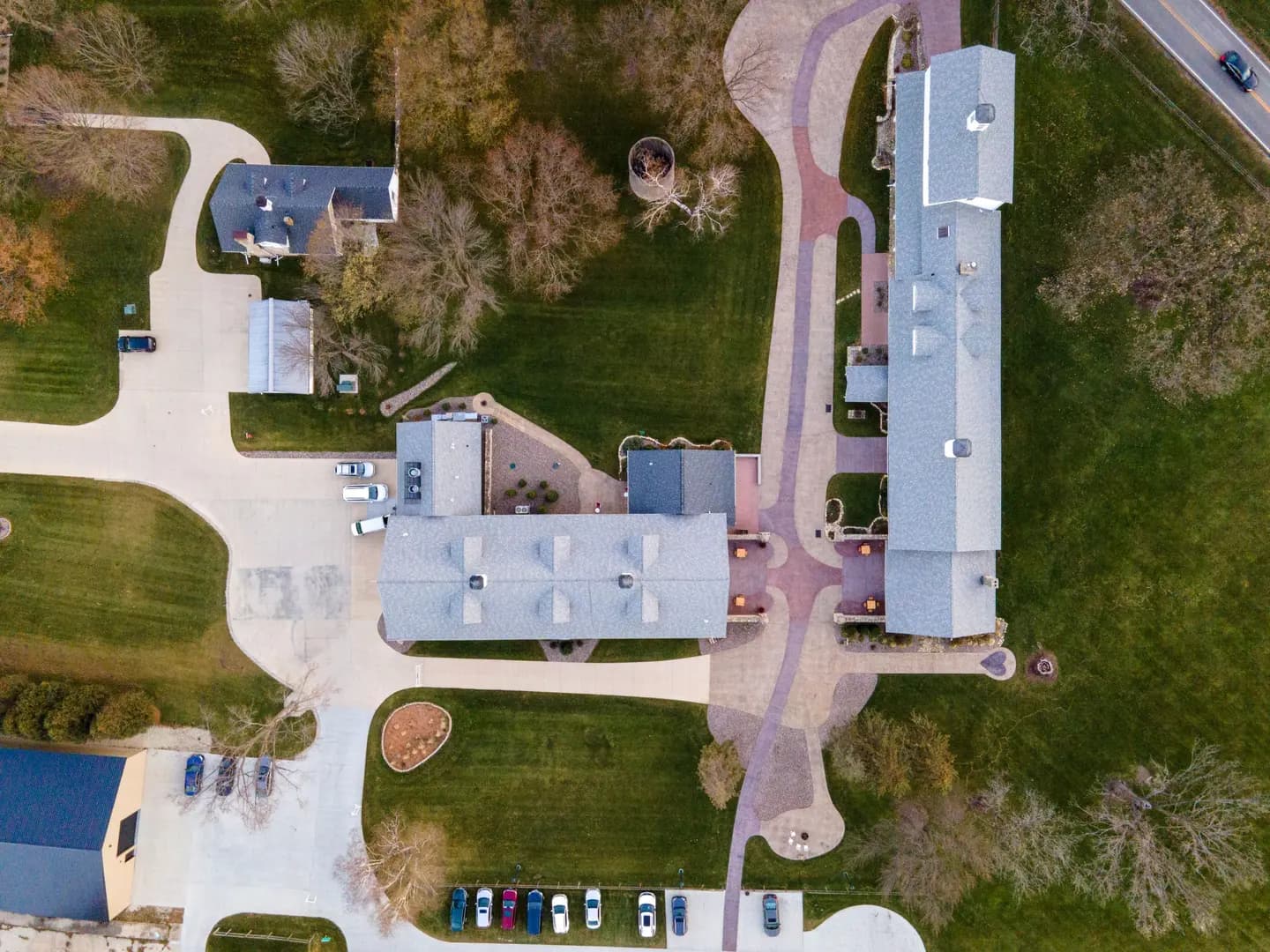 Illustrative scene, not evidence for this record: A residential area from above in Rochester, Minnesota.