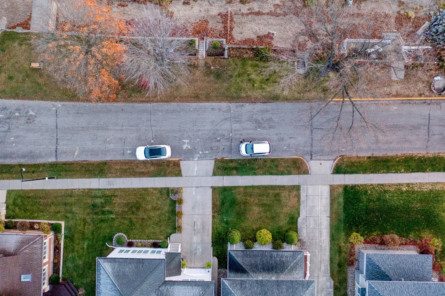 Illustrative scene, not evidence for this record: A residential street from above in Wabasha, Minnesota.
